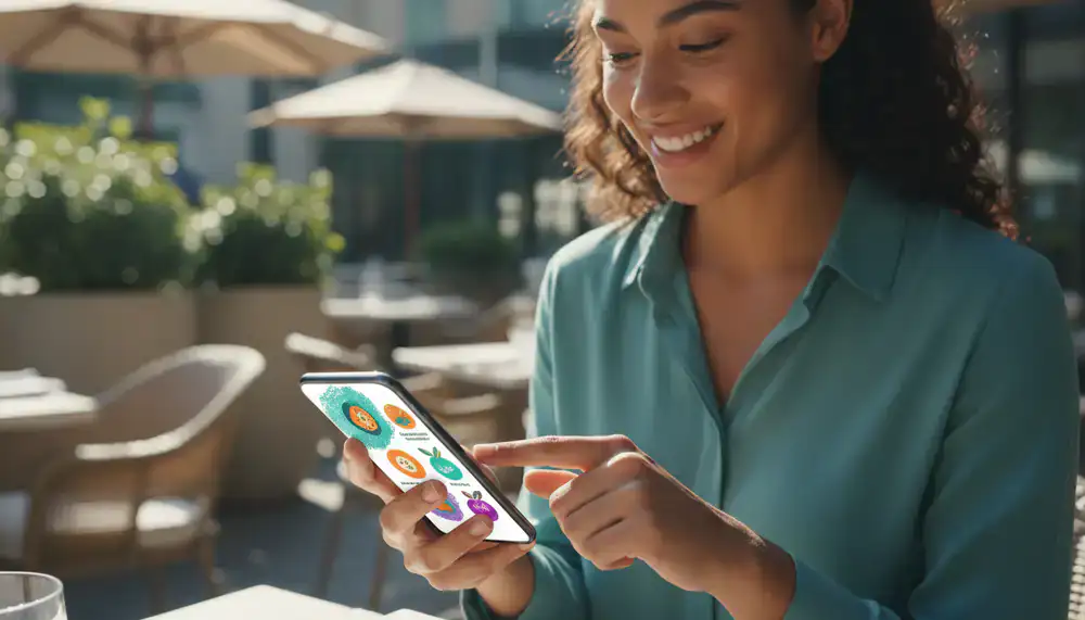Person browsing a digital menu on a smartphone